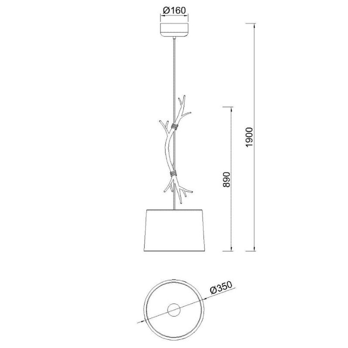 Suspension Sabina petit modèle effet bois, tissu, Ø 35 cm