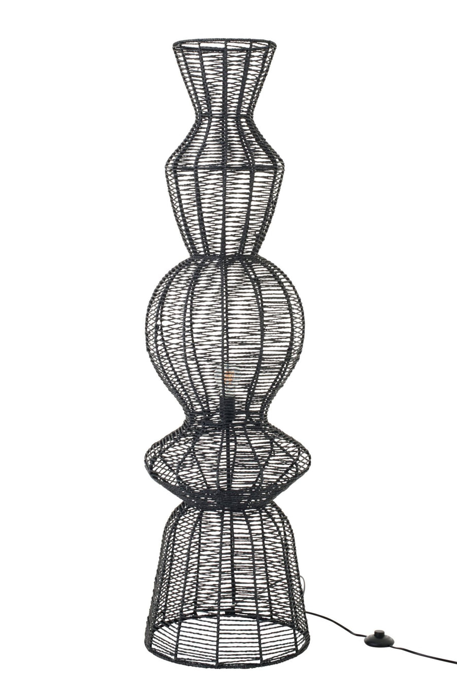 Lampadaire en corde noire et métal