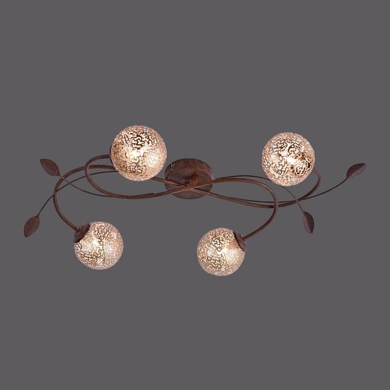 Plafonnier Greta 4 lumières rouille et doré