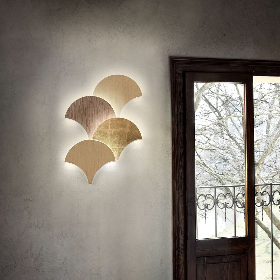 Applique murale LED Palm en métal, feuille d'or, hauteur 34 cm