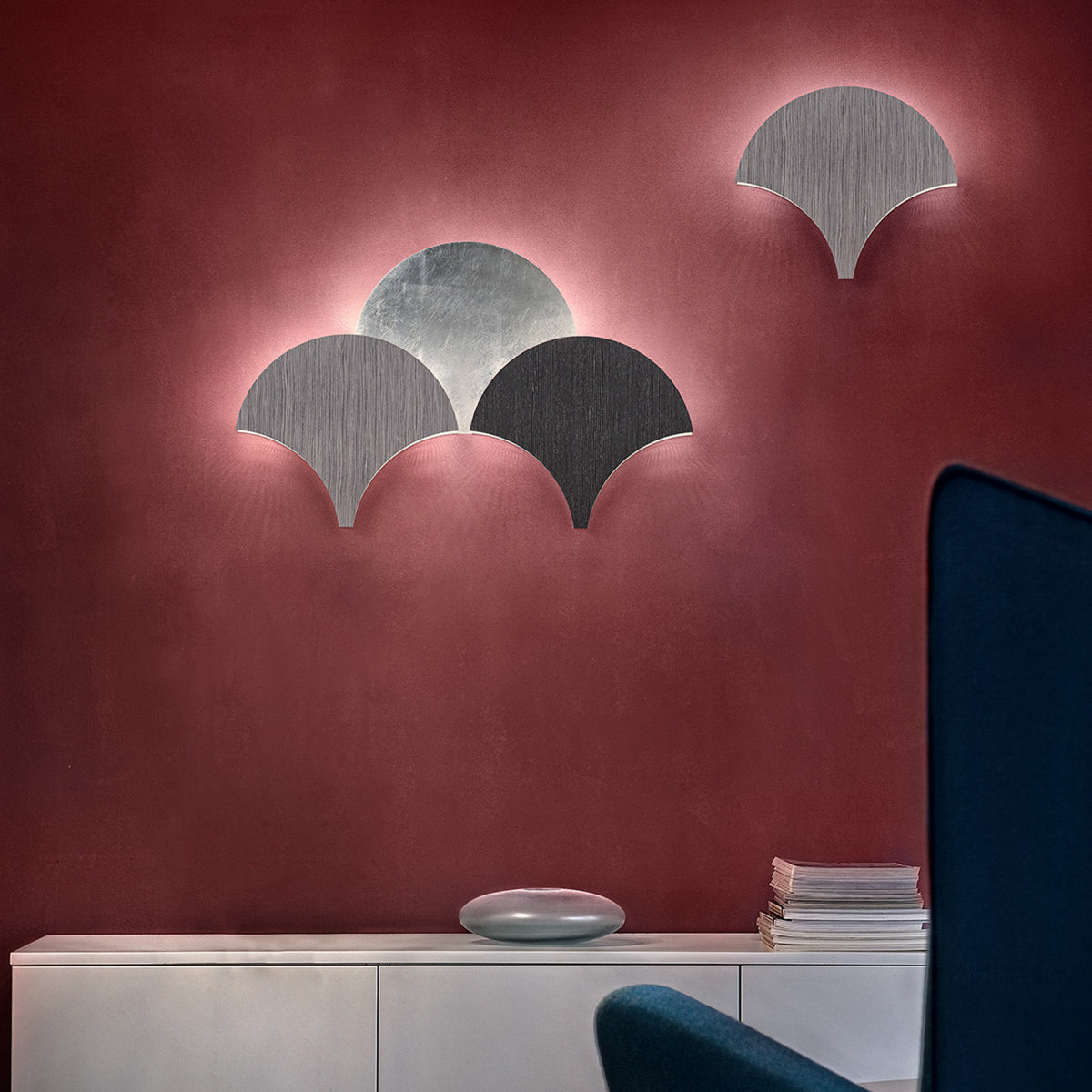 Applique murale LED Palm en métal, noir, hauteur 34 cm