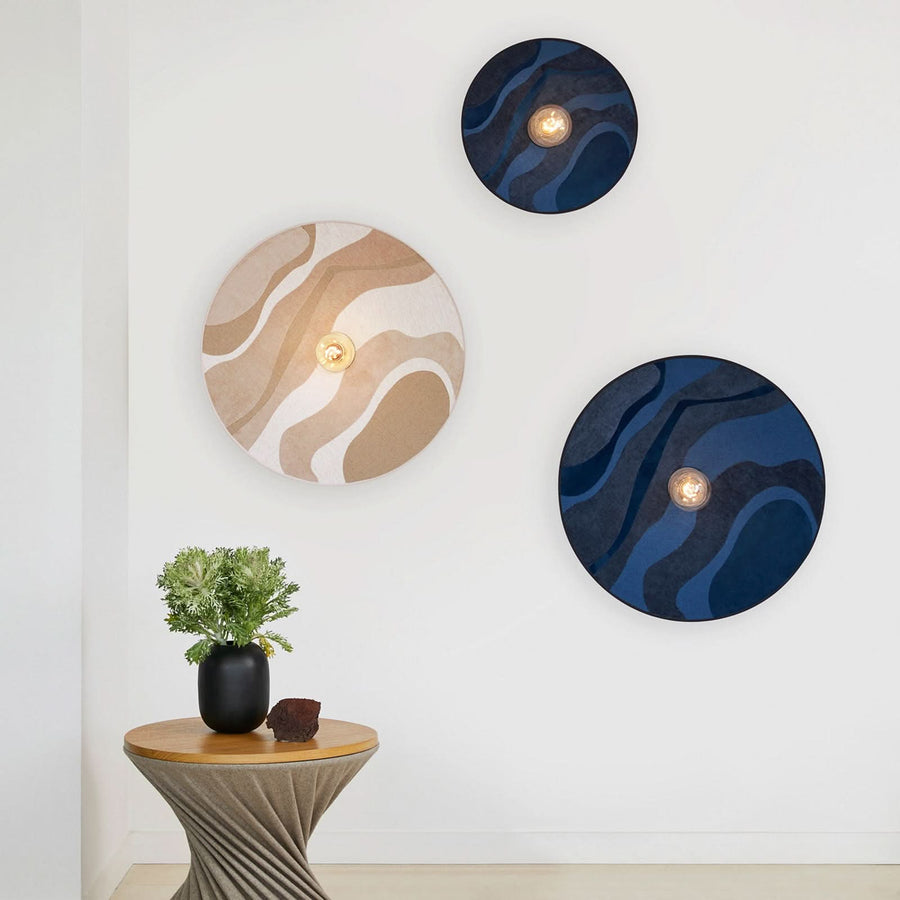 Applique murale Sonia Laudet en tissu, bleu foncé, Ø 40 cm