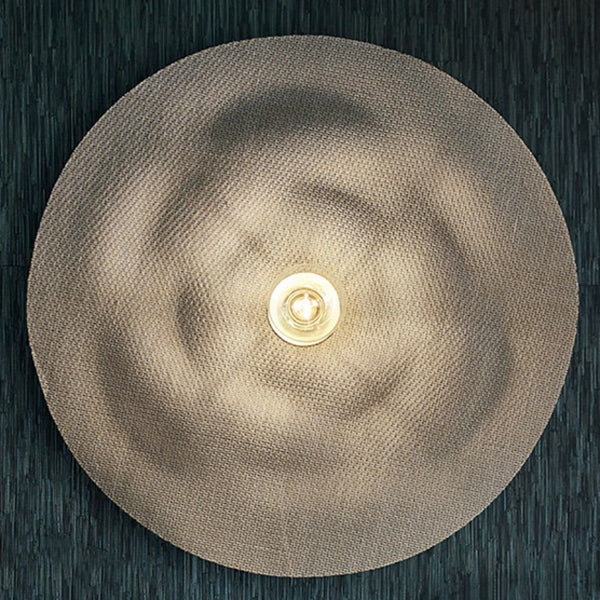 Applique murale Rivage L en lin, crème et laiton brossé, Ø 68 cm