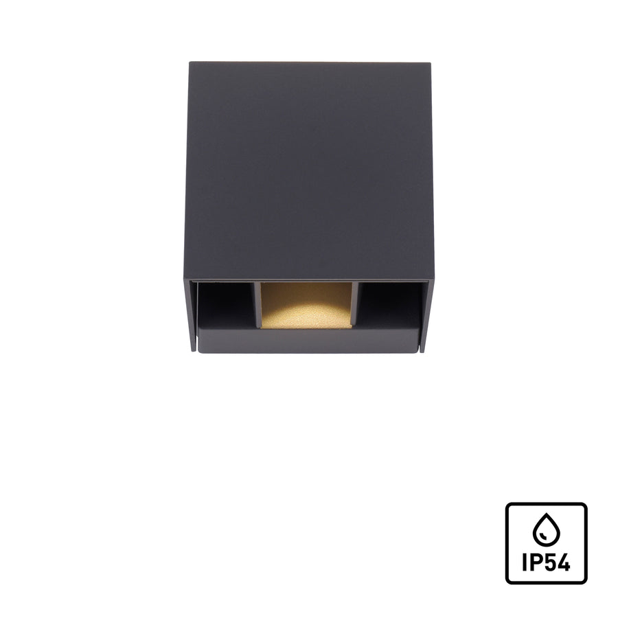 Produit de face sur fond blanc, pictogramme IP54 en bas à droite