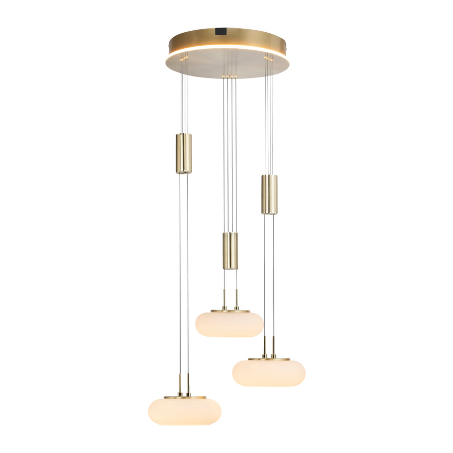 Suspension Q-Etienne laiton mat, verre, L 40 cm