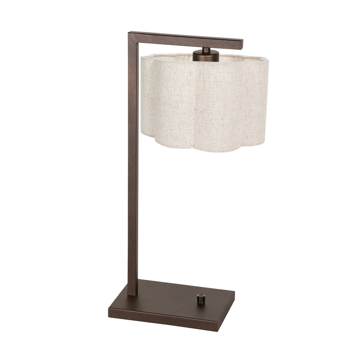 Lampe à poser FloraWave marron, abat-jour crème clair Ø20 cm