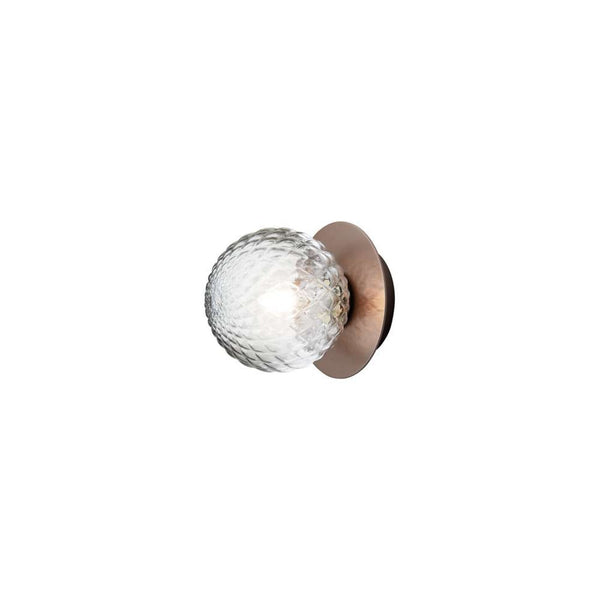 Applique murale Liila 1 en verre, bronze et transparent, Ø 14 cm, IP44