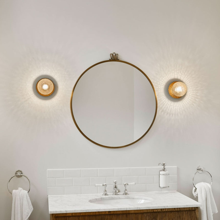 Applique murale Liila 1 en verre, bronze et transparent, Ø 14 cm, IP44