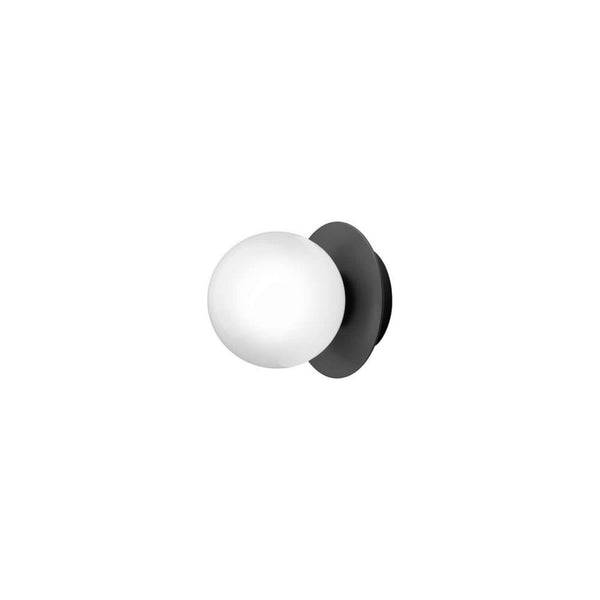 Applique murale Liila 1 en verre, noir et noir, Ø 14 cm, IP44