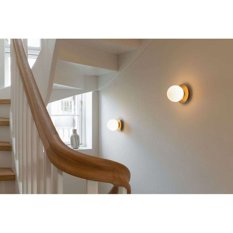Applique murale Liila 1 en verre, doré et blanc, Ø 14 cm, IP44