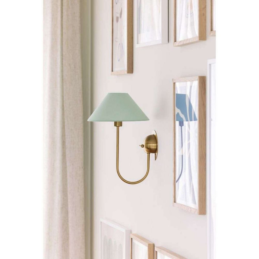 Applique murale Iris en coton, vert et laiton brossé, hauteur 32 cm