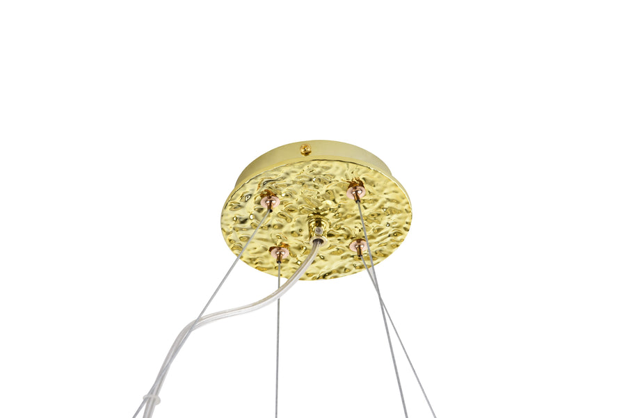 Suspension Cindy 14 lumières dorée, cristal