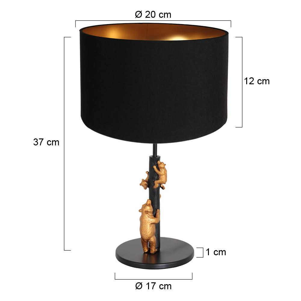 Dimensions de la lampe à poser : hauteur 37 cm, abat-jour Ø 17 cm