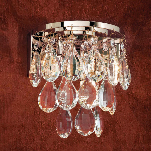 Applique murale Celeste en cristal, doré et transparent, 2 lumières, hauteur 18 cm