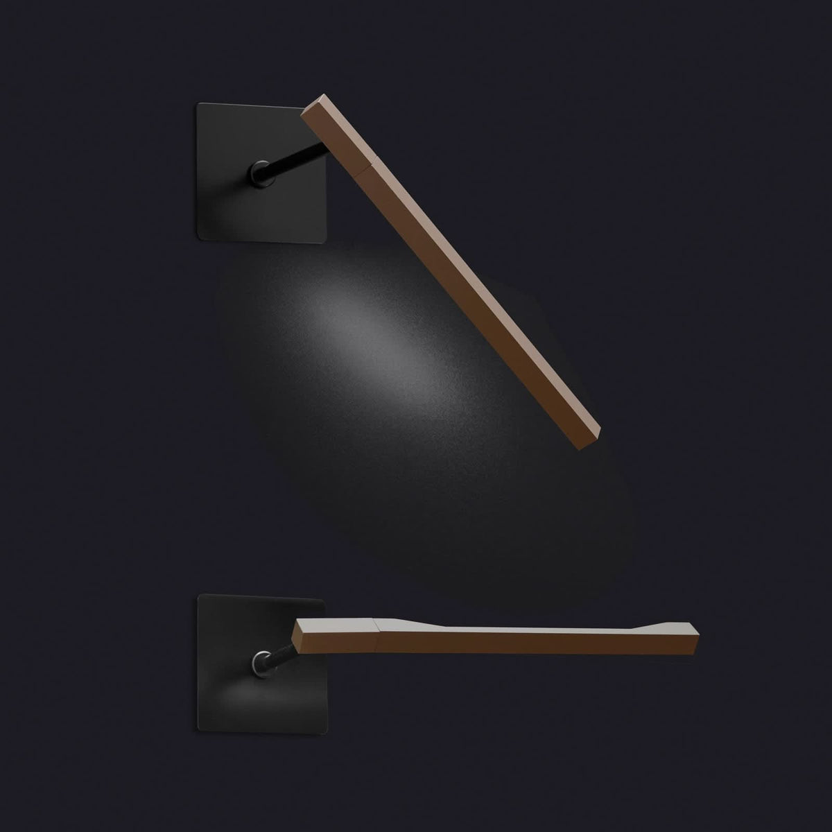 Applique murale LED Ilo 187 en métal, bronze satiné et noir mat