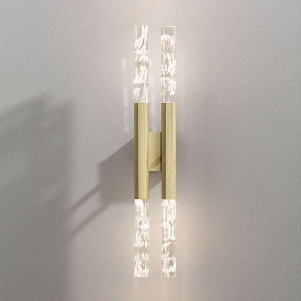Applique murale LED Shine Plumage en laiton, transparent, 4 lumières, hauteur 60 cm