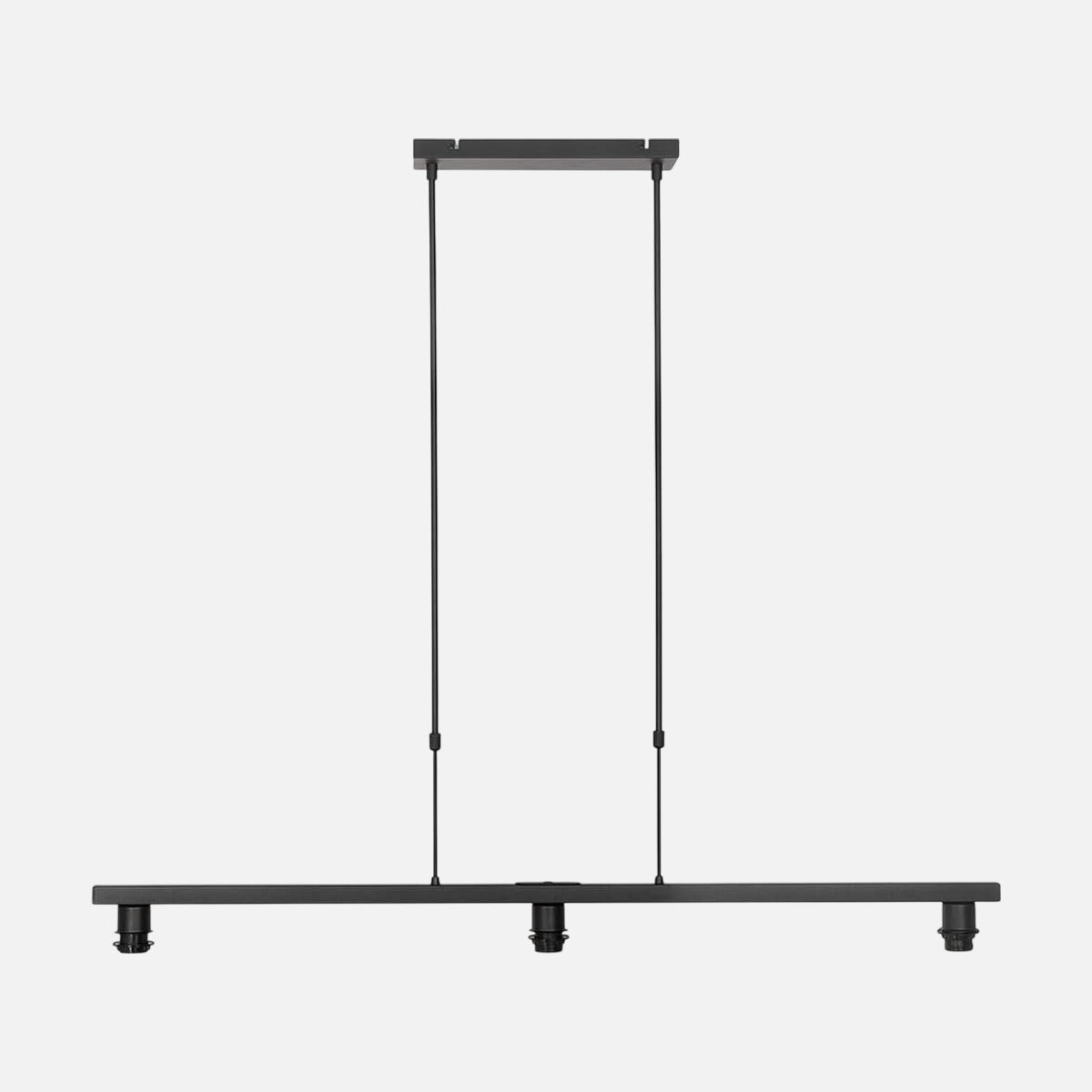 Suspension 3 ampoules barre noire 120 cm sur fond gris