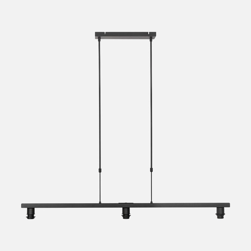 Suspension 3 ampoules, barre noire 120 cm à hauteur réglable, salle à manger | Stang