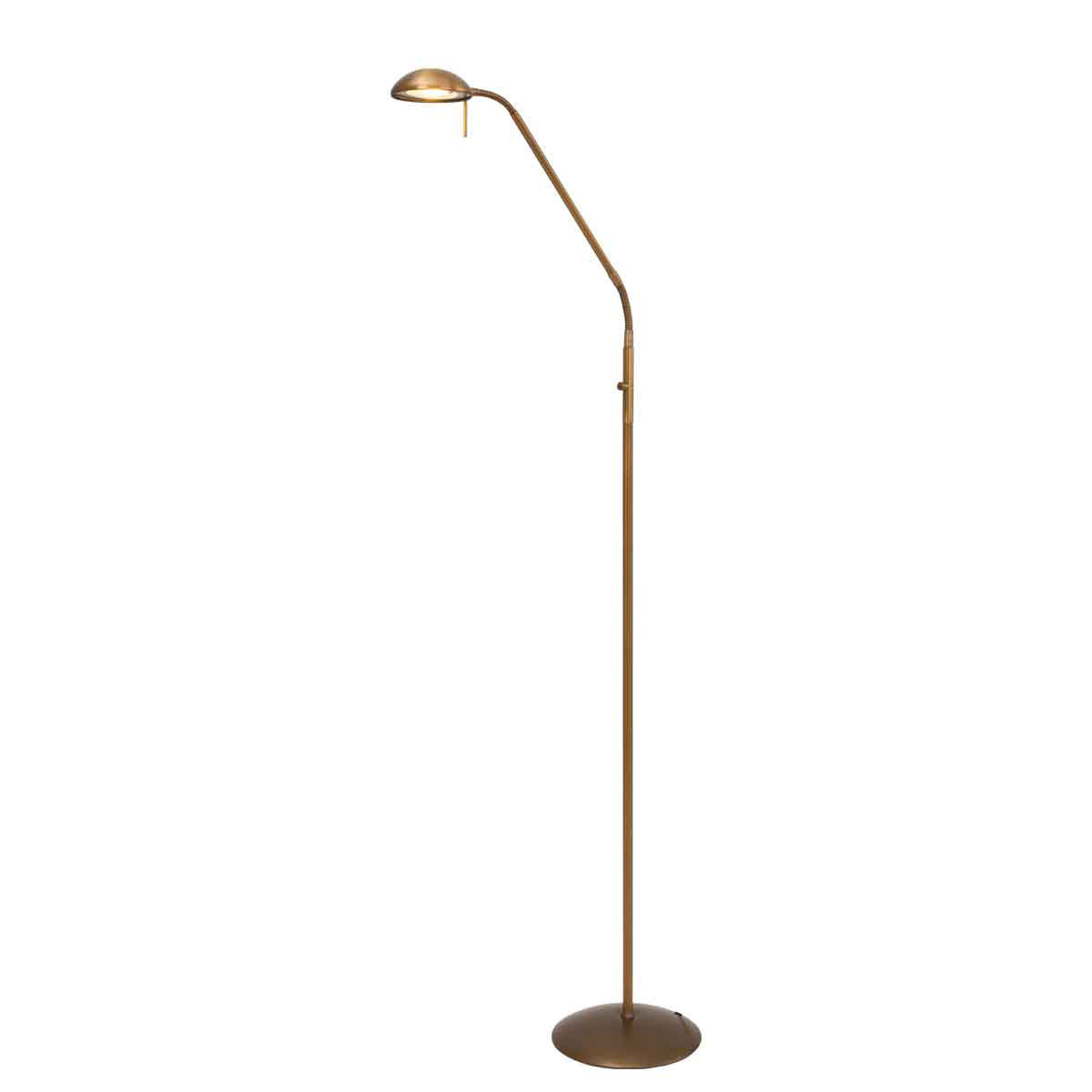 Profil du luminaire sur pied, détail du bras incliné et du réflecteur orientable