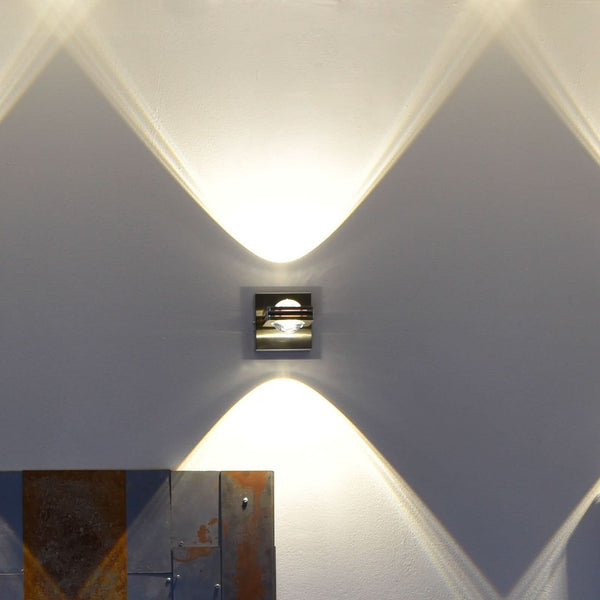 Applique murale LED Fisheye en verre, argenté et chromé, hauteur 11 cm