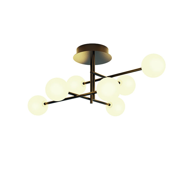 Semi-plafonnier Cellar 7 lumières noir, verre