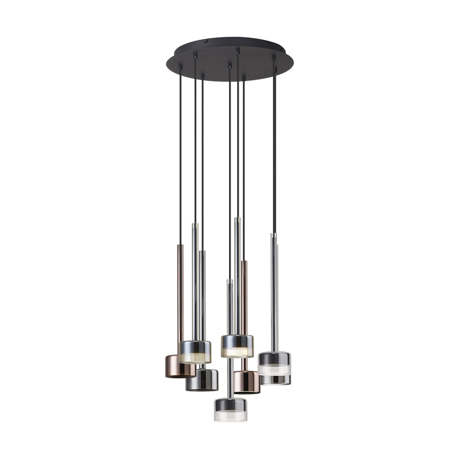 Suspension Tonic 8 lumières multicolore, verre, Ø 47 cm