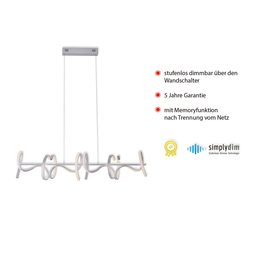 Suspension présentée avec arguments de garantie et fonction mémoire, sur fond blanc.