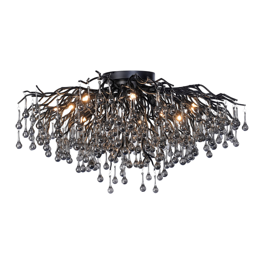 Plafonnier Icicle 14 lumières noir, verre