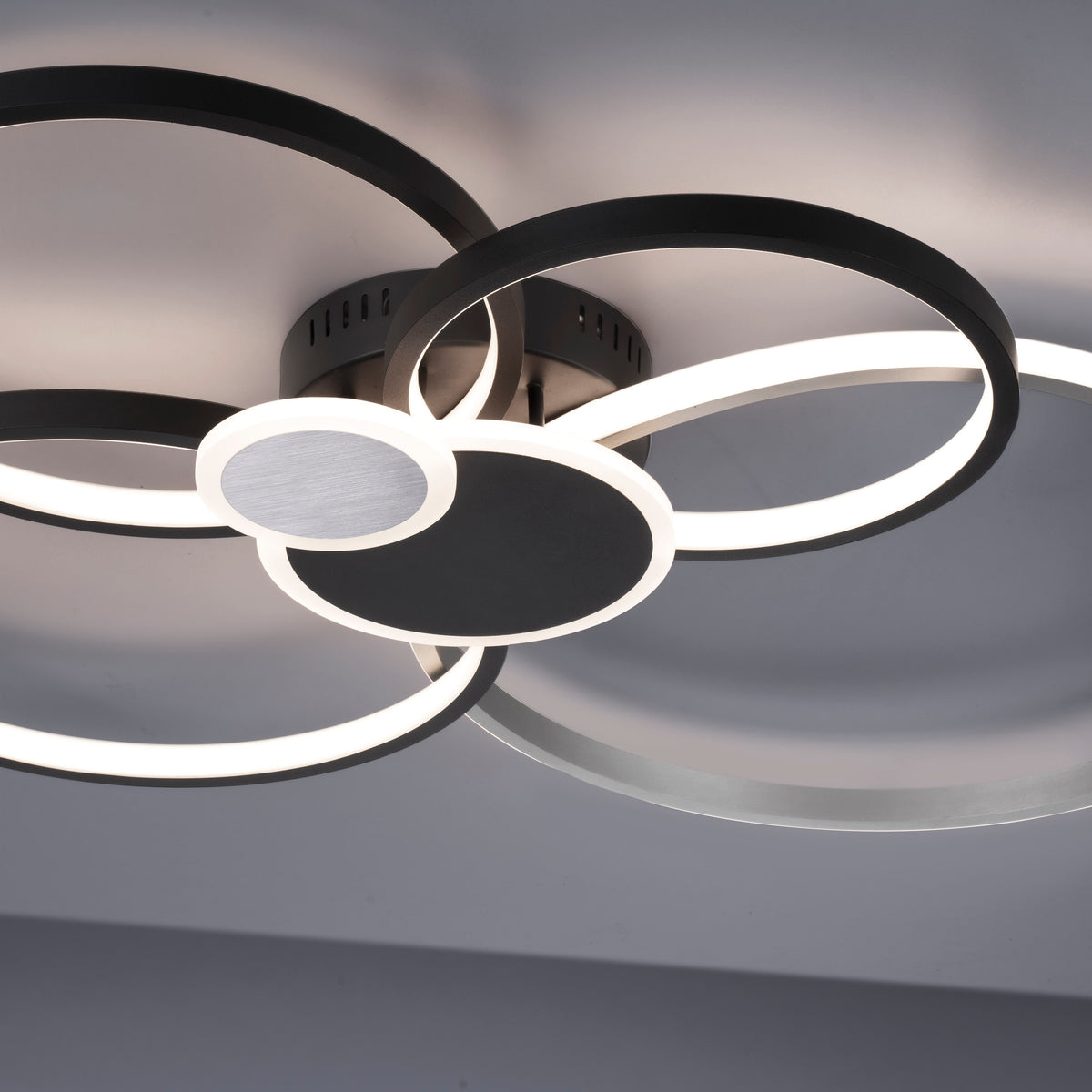 Plafonnier Papilon noir et aluminium, L 64 cm
