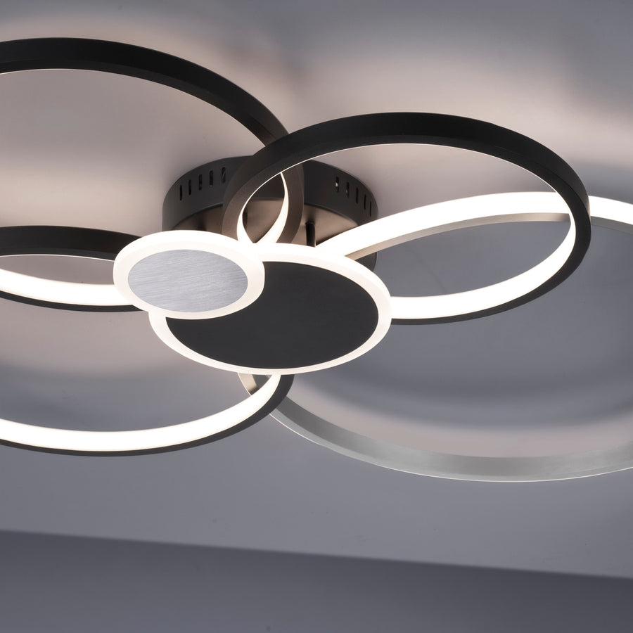 Plafonnier Papilon noir et aluminium, L 64 cm