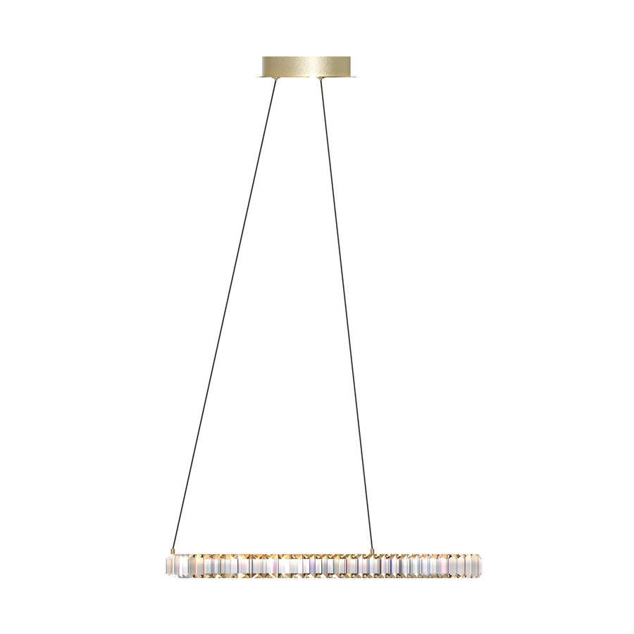 Vue latérale du luminaire suspendu, mettant en valeur la finesse de l'anneau