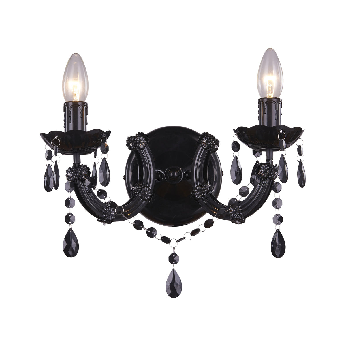 Applique murale Magnolia 2 lumières noire