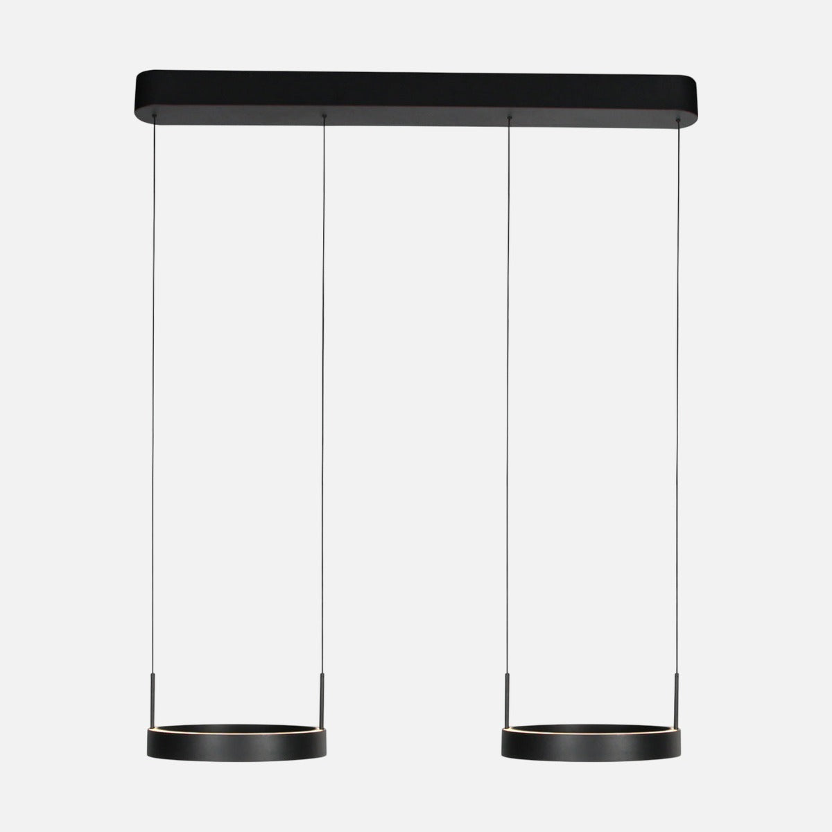 Suspension double cercle noire, LED haut et bas 6500 lm