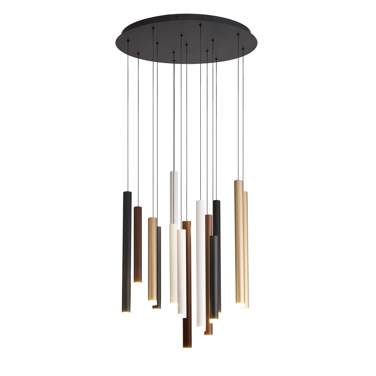 Suspension LED Cala blanche, noire et dorée, Ø 60 cm