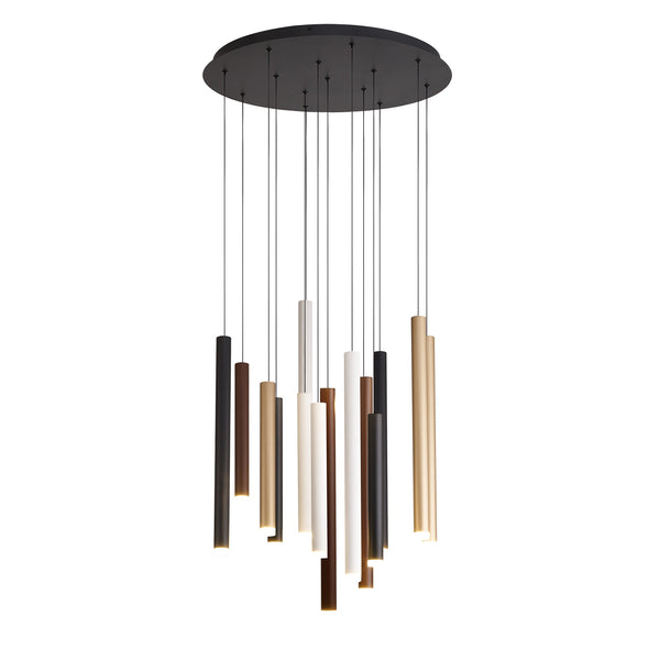 Suspension LED Cala blanche, noire et dorée, Ø 60 cm