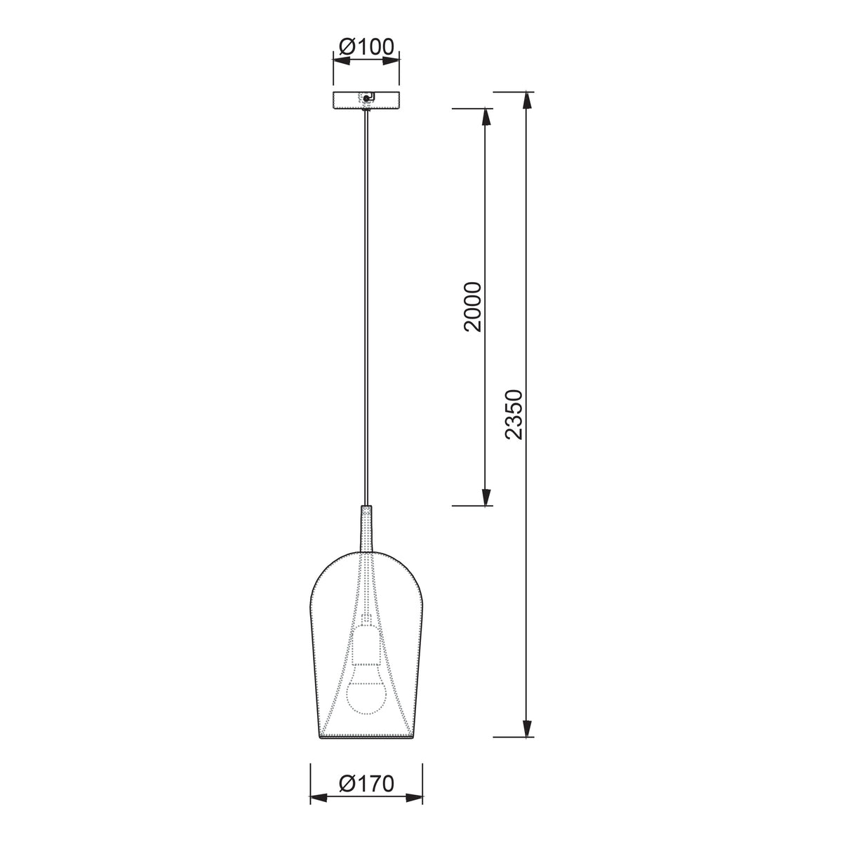 Suspension Elsa blanche, verre