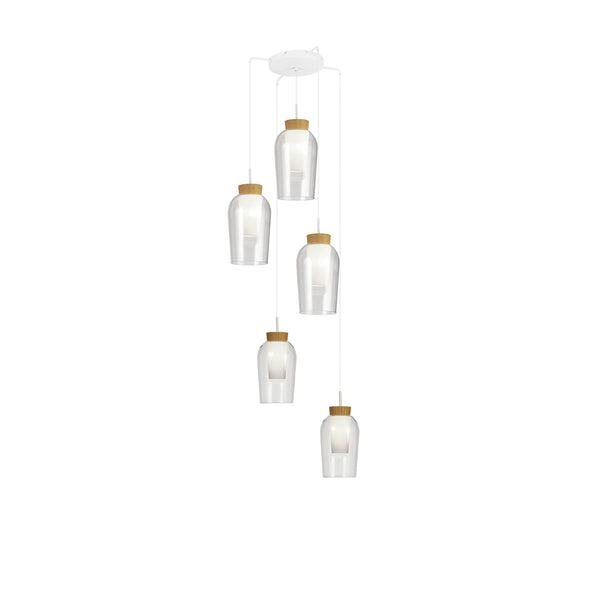 Suspension Nora 5 lumières, verre