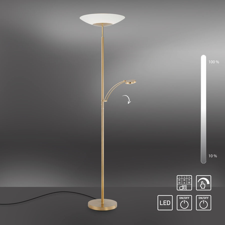 Lampadaire Alfred laiton mat, verre