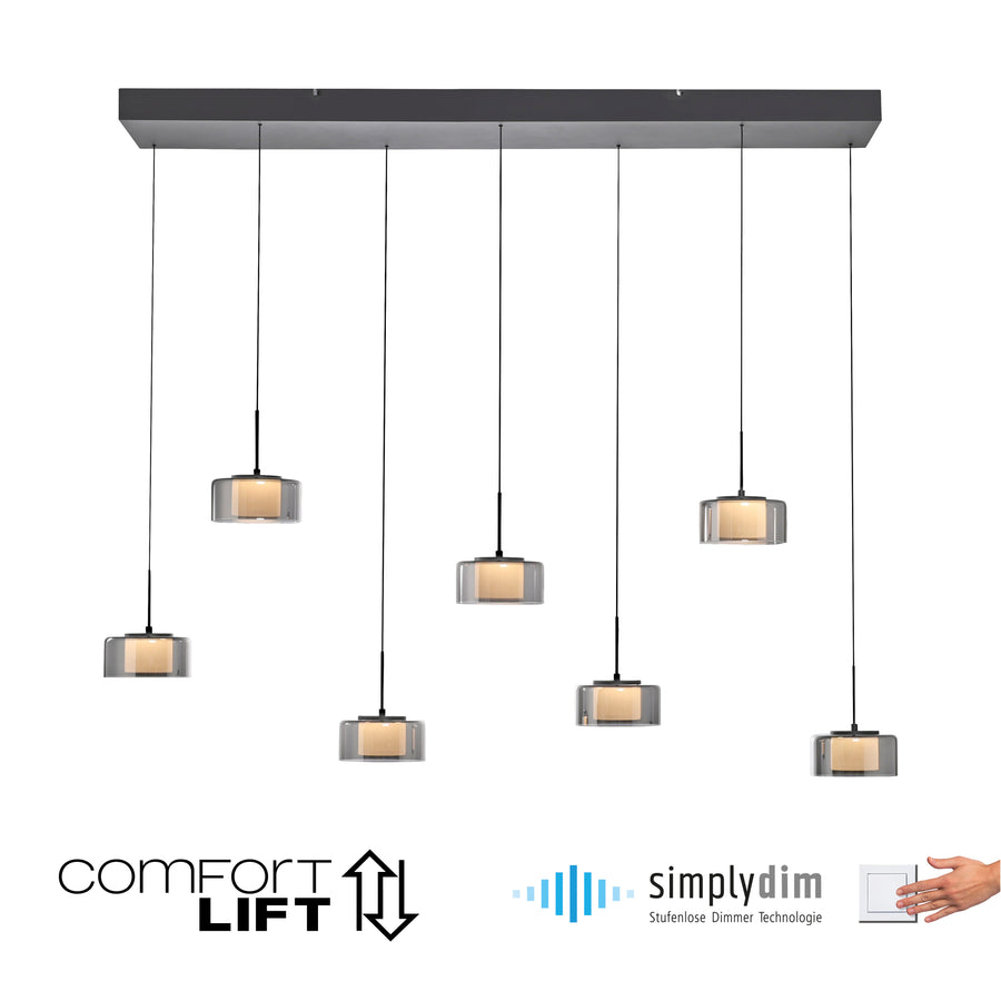 Visuel produit sur fond clair avec logos Comfort Lift et Simply Dim