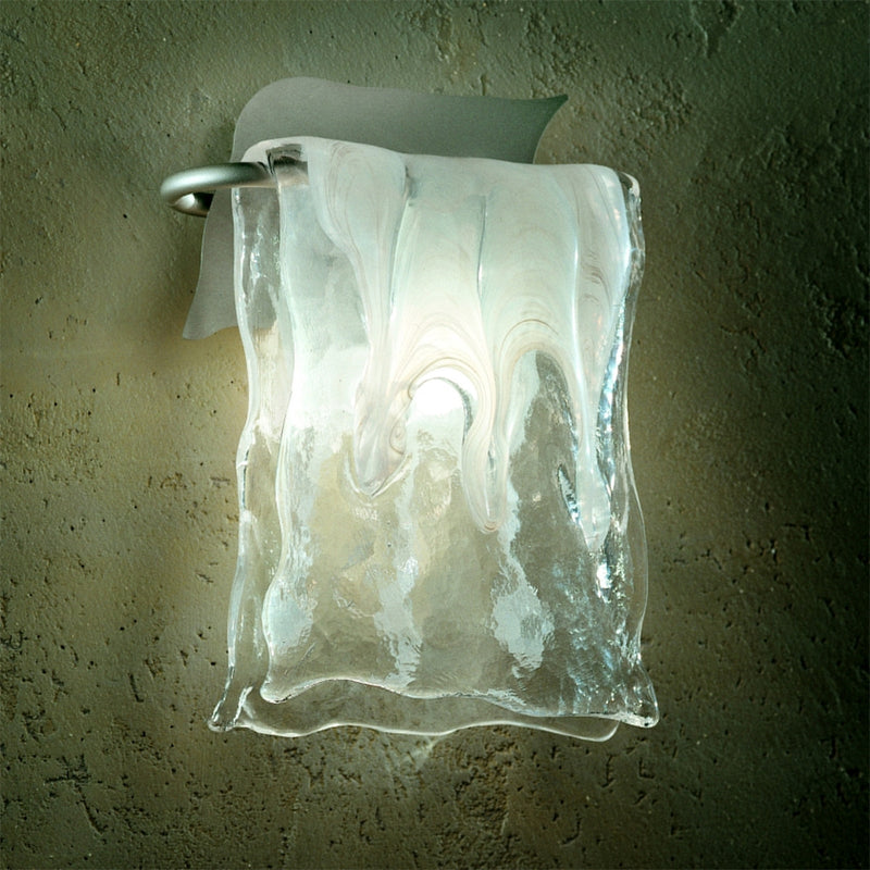 Applique murale Murano en verre, argent et transparent, hauteur 24 cm