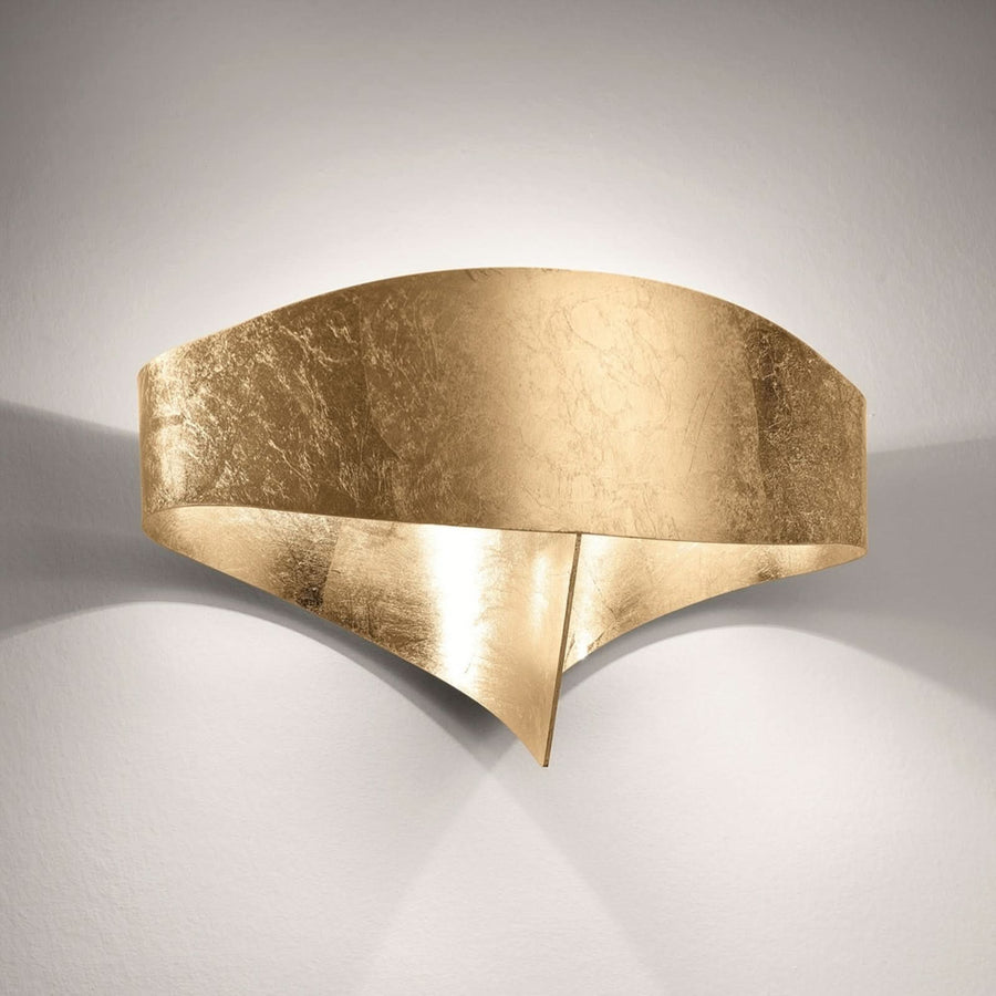 Applique murale Scudo en acier, or, 2 lumières, hauteur 16 cm
