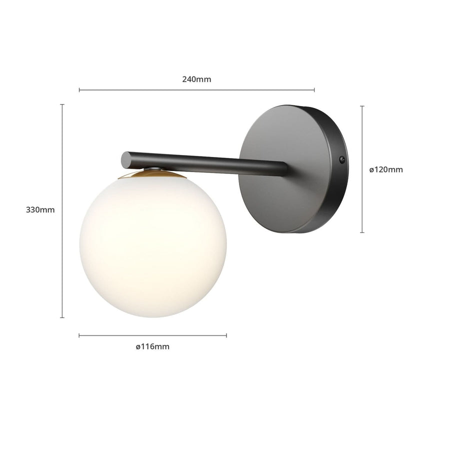 Applique murale Gama en verre, noir et blanc, hauteur 18 cm