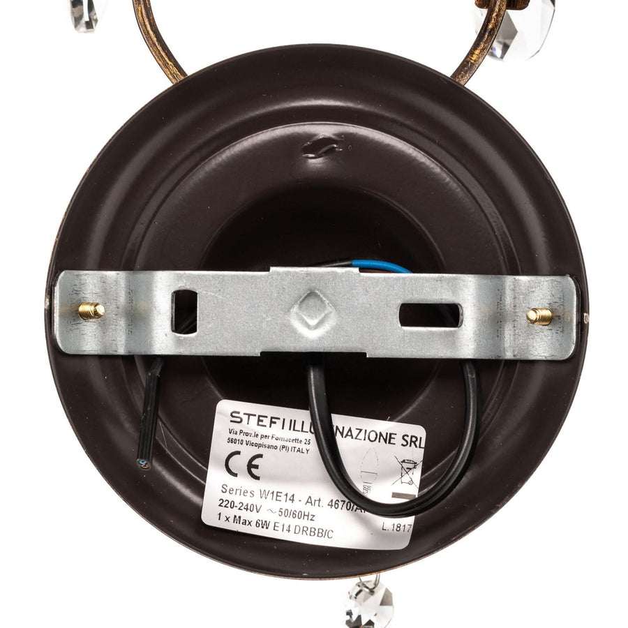 Applique murale Teresa en cristal, bronze et transparent, hauteur 30 cm