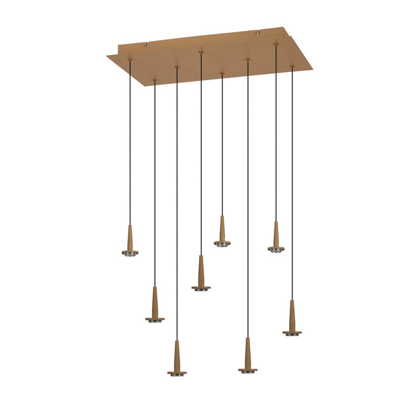 Suspension LED Andromeda dorée, carré, L 50 cm