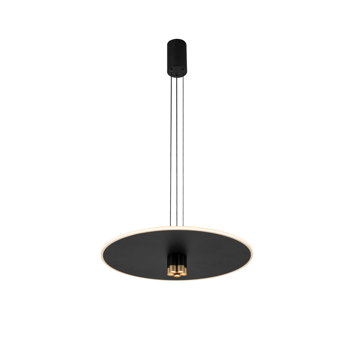 Suspension LED Nomada noire et dorée, Ø 58 cm