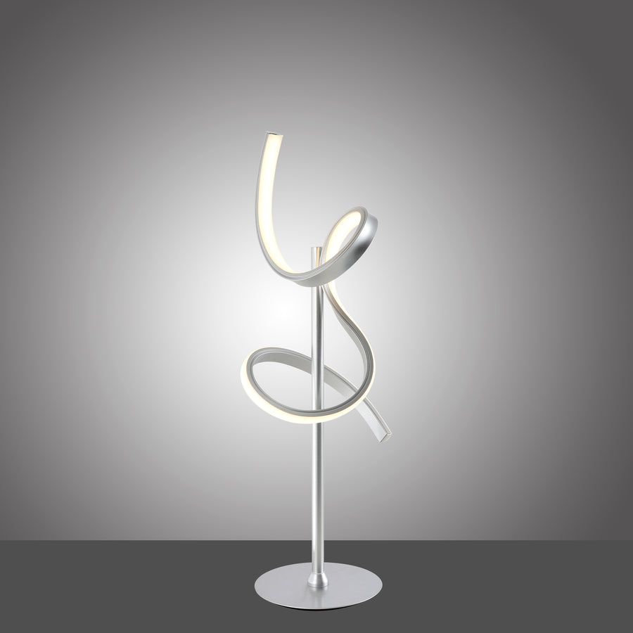 Luminaire allumé sur fond gris dégradé, halo de lumière chaude diffusée