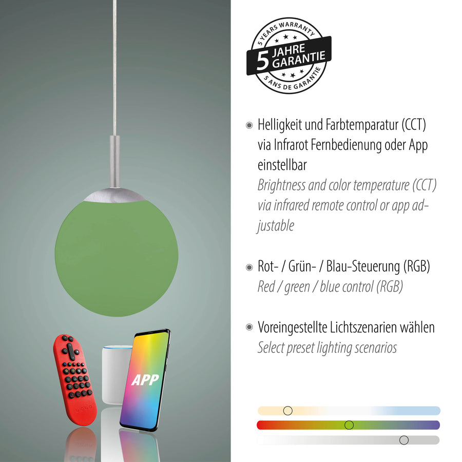 Visuel de la garantie cinq ans accompagnant les fonctions connectées du luminaire