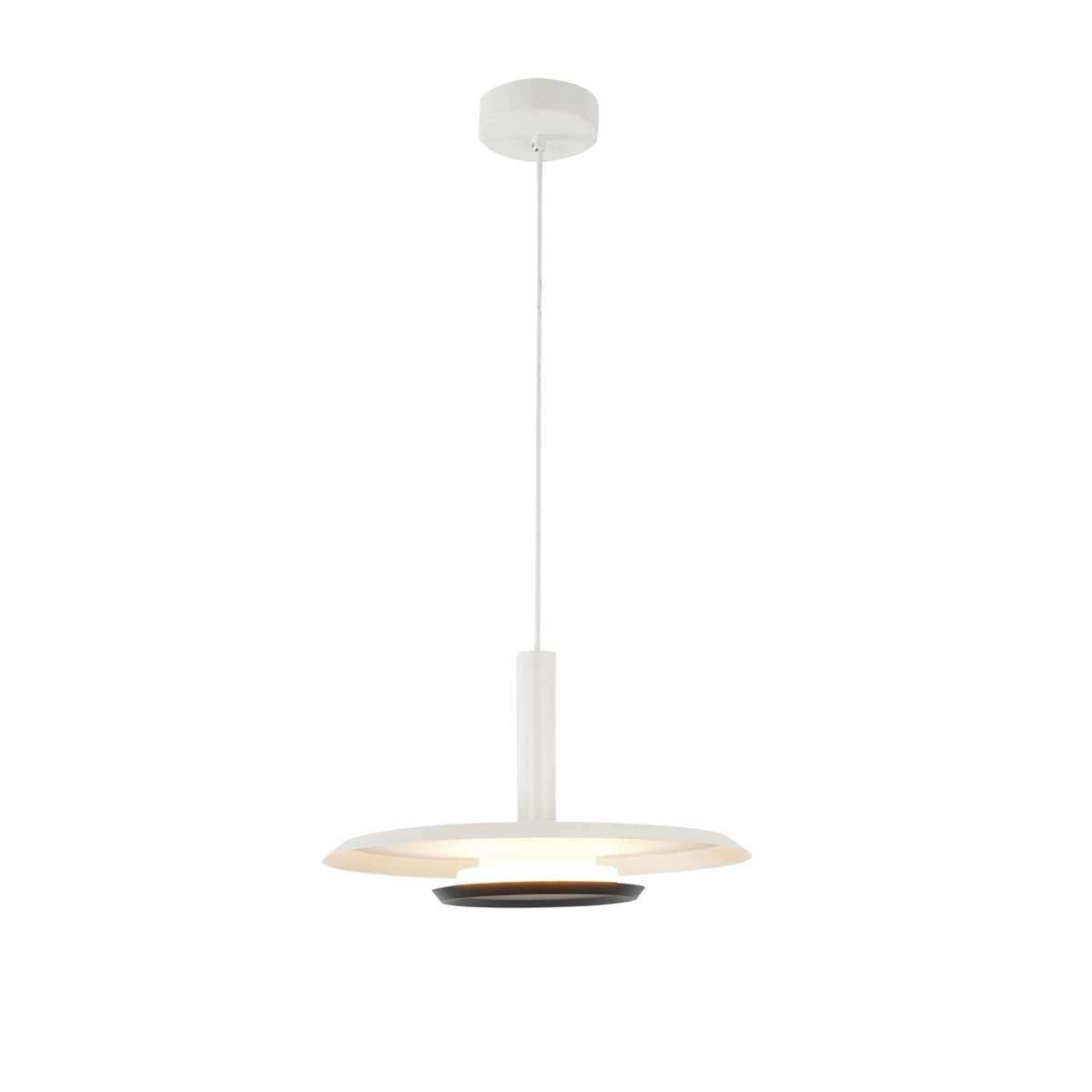 Suspension LED Tina blanche mat et noire, Ø 40 cm
