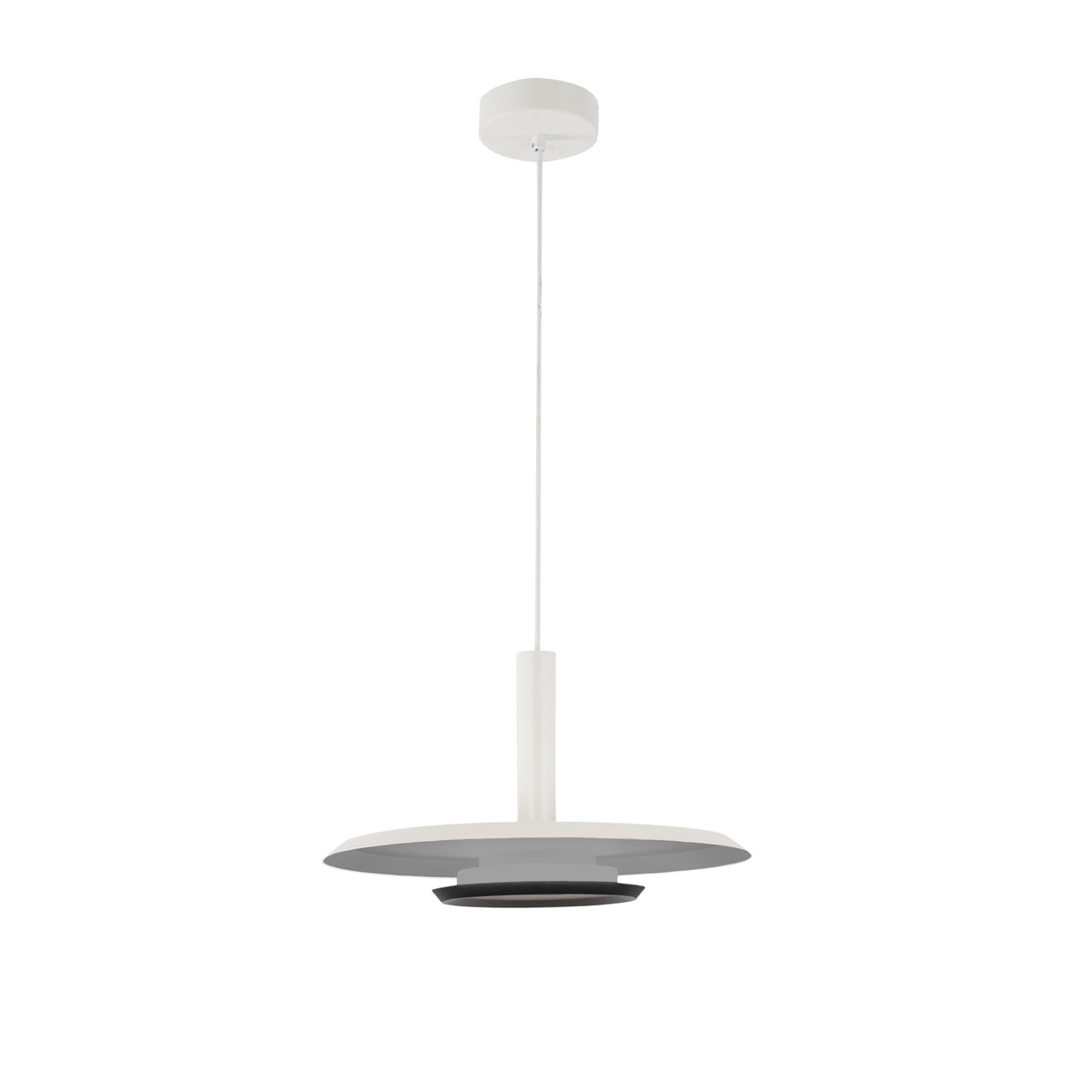 Suspension LED Tina blanche mat et noire, Ø 40 cm