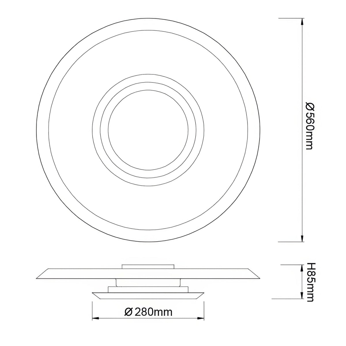Plafonnier LED Tina blanc mat et noir, Ø 56 cm